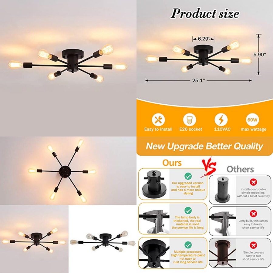 Farming A - Lampu Plafon Semi Flush Mount Sputnik